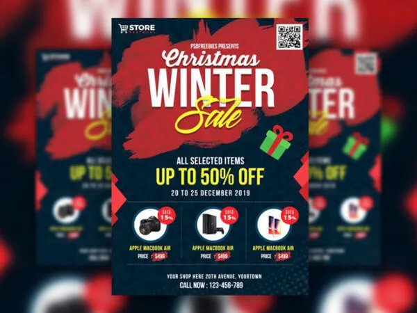 Modern Christmas and Winter Sale Flyer Template 1