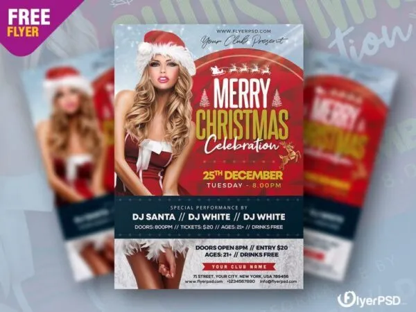 Modern Circle Christmas Party Flyer Template 1
