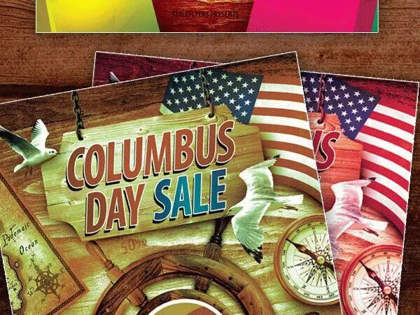 Modern Circle Columbus Day Sale Flyer Template 1