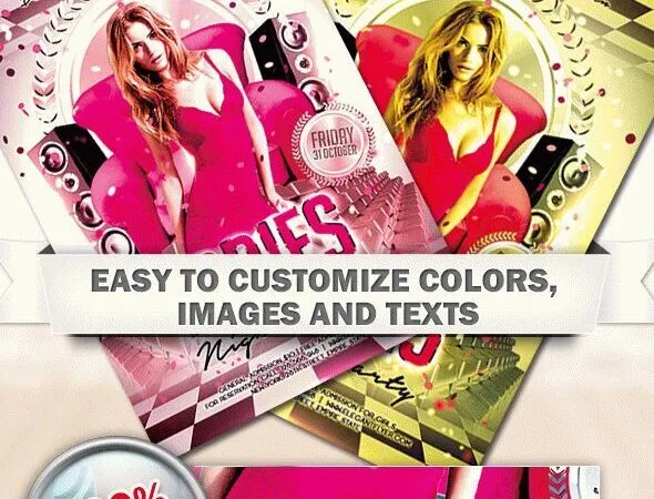 Modern Circle Ladies Night Party Flyer Template and Facebook Cover 1