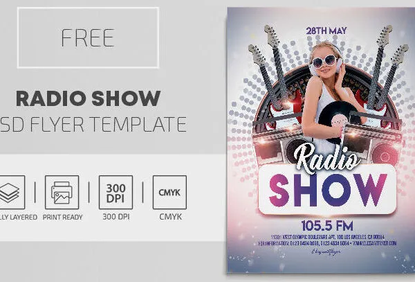 Modern Circle White Radio Show Flyer Template 1