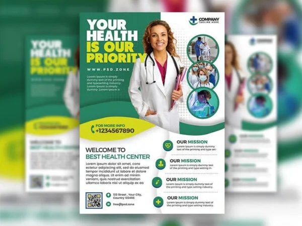 Modern Clean Medical Care and Hospital Flyer Template 1