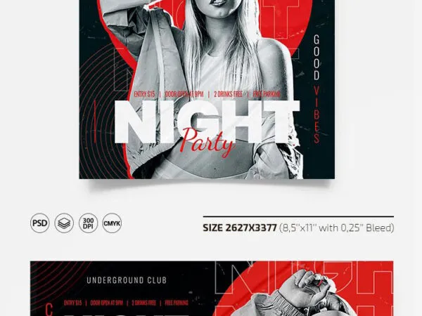 Modern Club Flyer Facebook Cover Template 1
