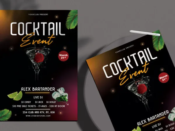 Modern Cocktail Club Event Flyer Template 1