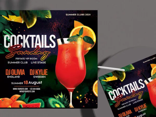 Modern Cocktail Party Flyer Instagram Template 1
