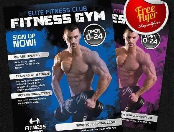 Modern Color Splash Gym and Fitness Flyer and Facebook Cover Template 1
