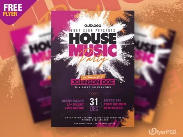 Modern Colorful House Music Party Flyer Template 1