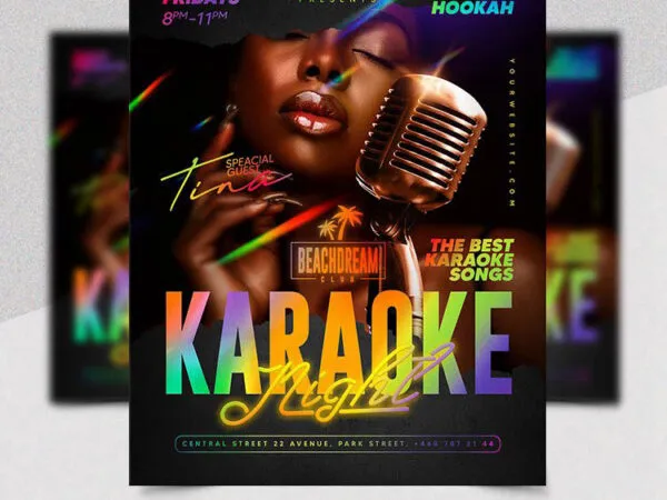 Modern Colorful Karaoke Night Flyer Template 1