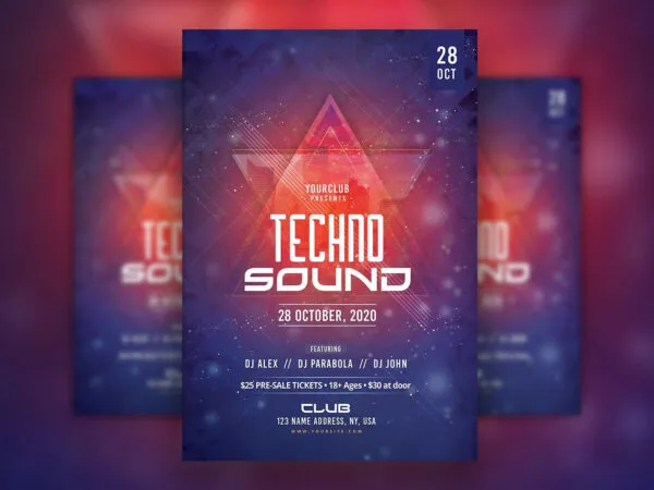 Modern Concert Techno Sound Music Party Flyer Template 1