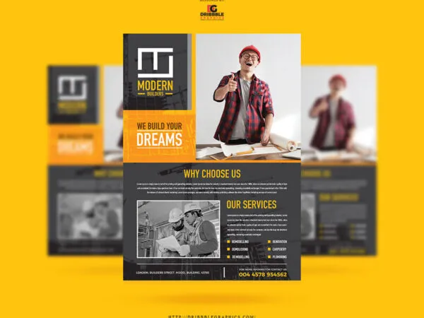 Modern Construction Company Flyer Template 1