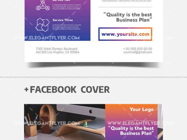 Modern Corporate Business Promotion Flyer and Facebook Cover Template 1