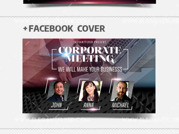 Modern Corporate Meeting Flyer Instagram Post and Facebook Cover Templates 1