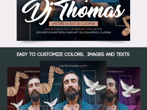 Modern DJ Artist Flyer and Facebook Cover Template 1