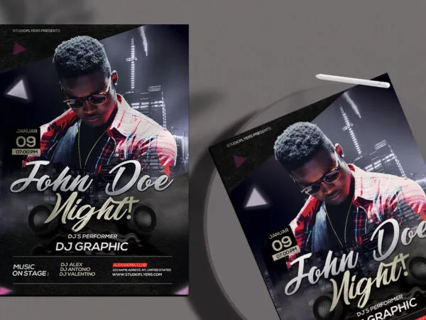 Modern DJ Night Club Party Flyer Template 1