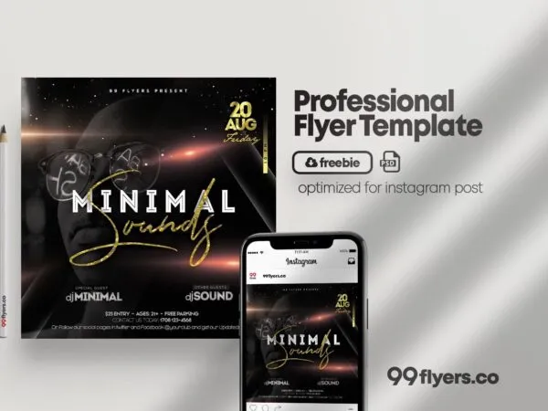 Modern DJ Party Flyer Instagram Post Template 1