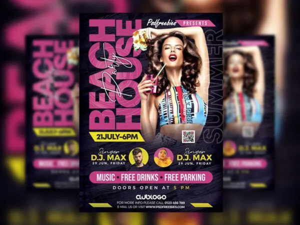 Modern Dark Color DJ Party Flyer Template 1