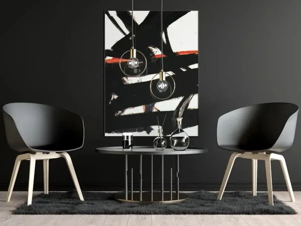 Modern Dark Interior Hanging Poster Mockup 1