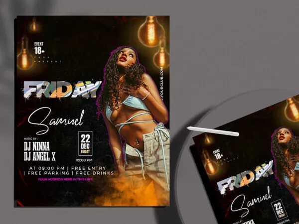 Modern Dark Lamps Nightclub Party Flyer Instagram Template 1
