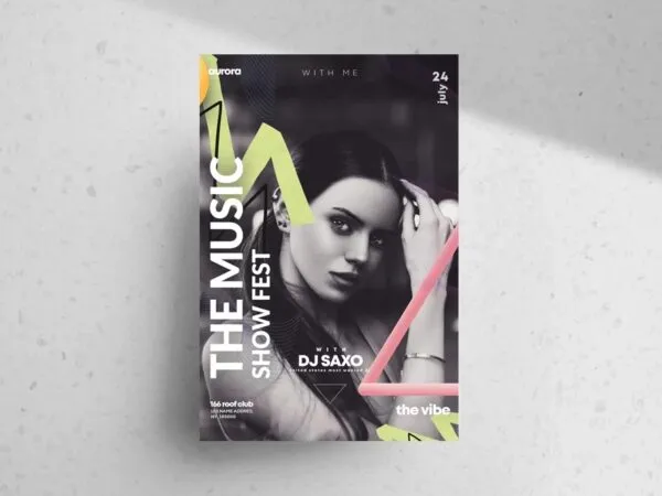 Modern Dark Music Festival Flyer Template 1