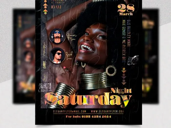 Modern Dark Saturday Night Party Flyer Template 1