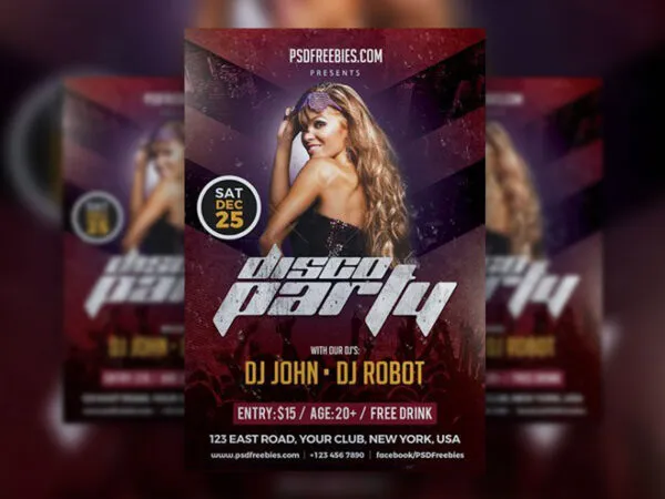 Modern Disco Party Poster Flyer Template 1
