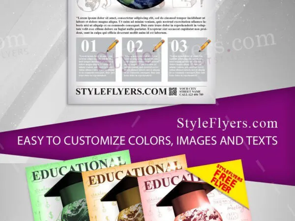 Modern Doodle Educational Flyer Template 1
