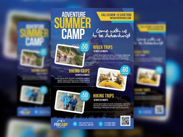 Modern Dots Summer Camp Flyer Template 1