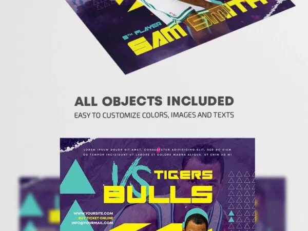 Modern Dotted Basketball Event Flyer Template 1