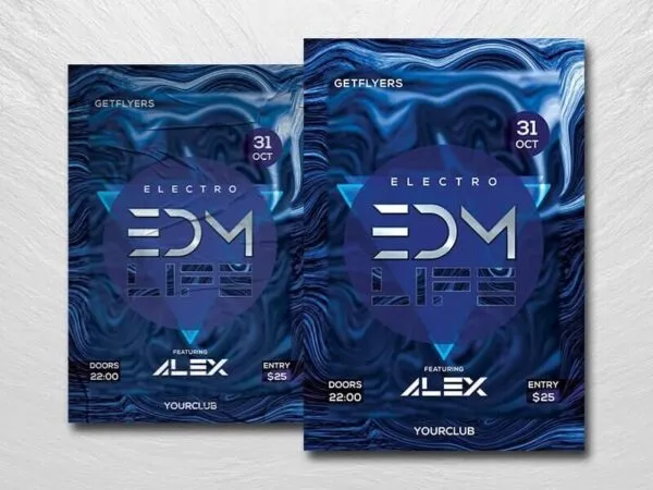 Modern EDM Music Party Flyer Template 1
