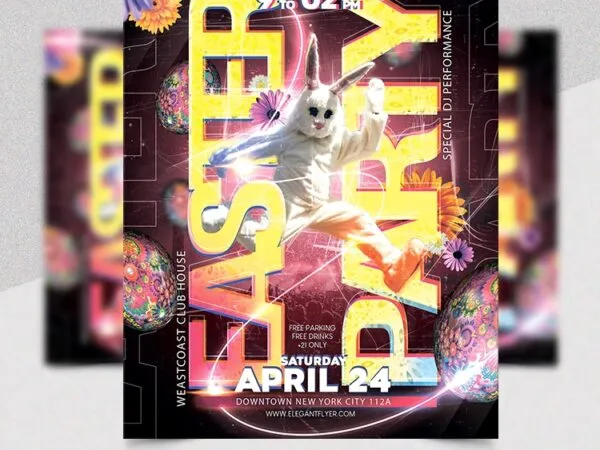 Modern Easter Party Flyer Template 1