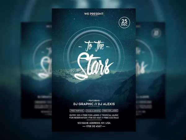 Modern Electro Dance Party Flyer Template 1