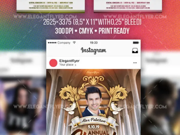Modern Elegant Church Flyer Instagram Post and Facebook Cover Templates 1