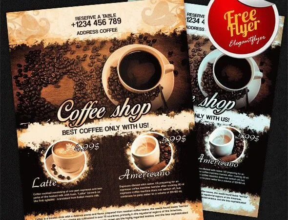 Modern Elegant Coffee Shop Flyer Template and Facebook Cover 1