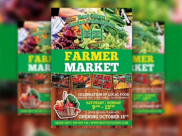 Modern Farmers Market Poster and Facebook Cover Templates 1
