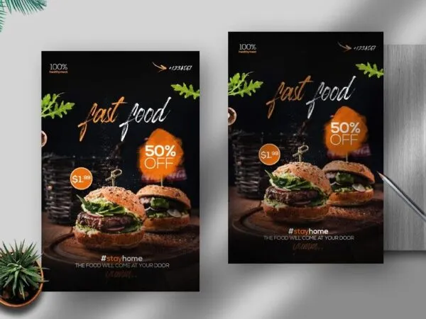 Modern Fast Food Delivery Flyer Template 1