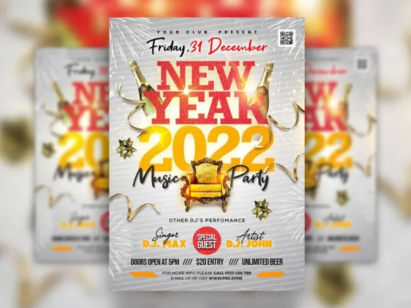 Modern Festive New Year Eve Party Flyer Template 1