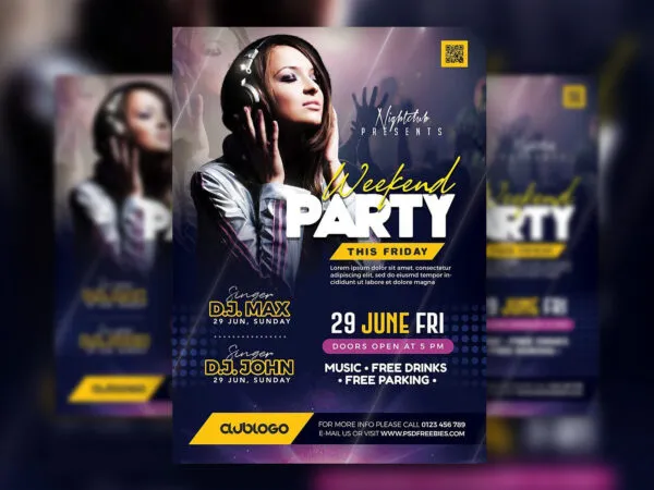 Modern Festive Nightclub Party Flyer Template 1