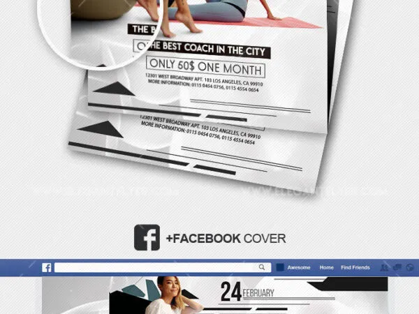 Modern Fitness Classes Flyer Instagram Post and Facebook Cover Templates 1