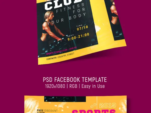 Modern Fitness Club Facebook Cover and Flyer Templates 1