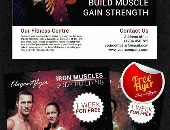 Modern Fitness Flyer and Facebook Cover Template 1