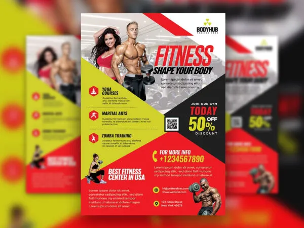 Modern Fitness Studio and Gym Flyer Template 1