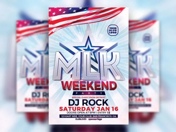Modern Flag MKL Weekend Flyer Template 1