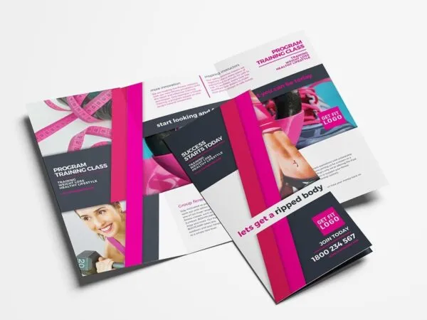Modern Flat Gym Fitness Tri Fold Brochure Template 1
