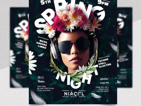 Modern Floral Spring Nights Flyer Template 1