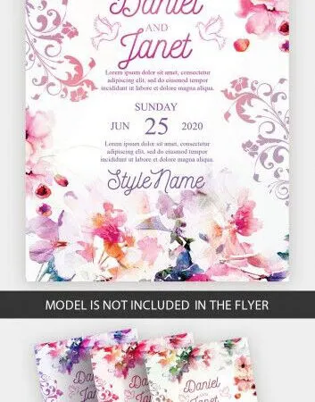 Modern Floral Wedding Announcement Flyer Template 1