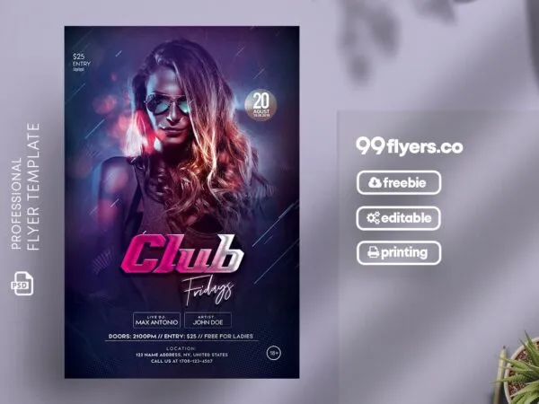 Modern Friday Night Club Flyer Template 1