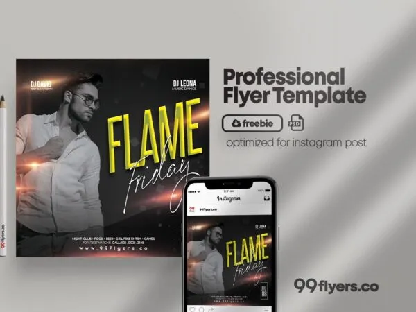 Modern Friday Party Flyer Instagram Template 1