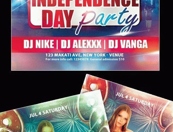 Modern Futuristic Independence Day Party Event Flyer Template 1