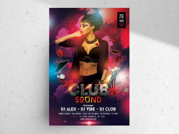 Modern Futuristic Nightclub Party Flyer Template 1