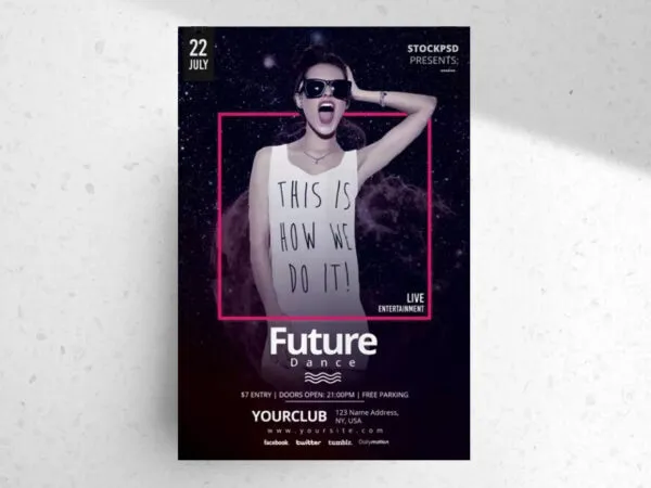 Modern Galactic Dance Party Flyer Template 1